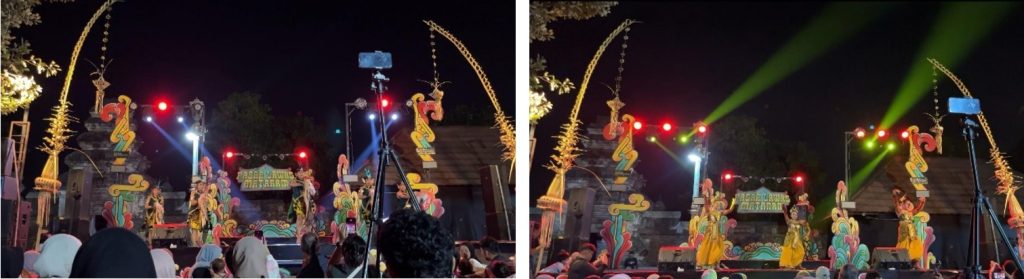 Tari Karuna Sangkara (kiri) dan tari Sintren (kanan)